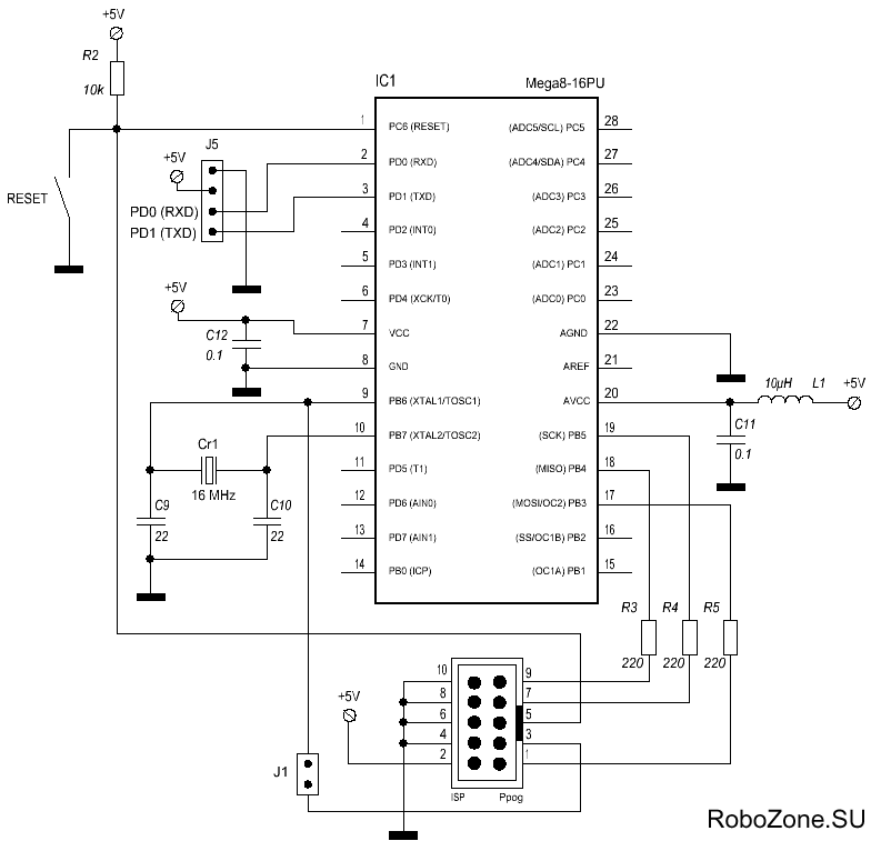 Схема обвязки MK ATMEGA8
