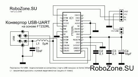 Модуль конвертера USB-UART FT232RL